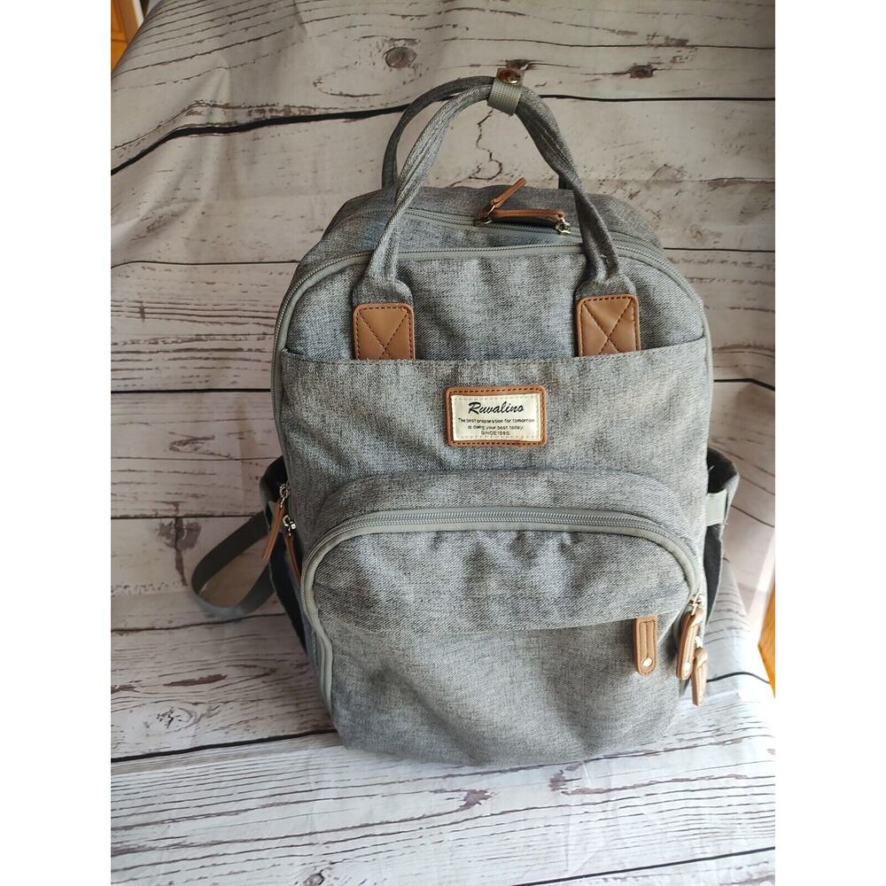 Ruvalino Multifunction Travel Diaper Bag Backpack Back Pack, Brown Gray Grey